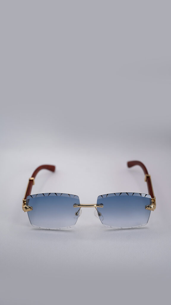 عینک آفتابی کارتیر فریم بدون قاب طلایی با عدسی گرادینت آبی