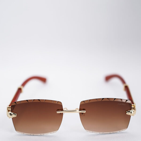 عینک آفتابی کارتیر فریم بدون قاب طلایی با عدسی گرادینت قهوه‌ای